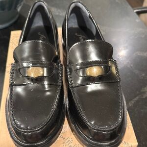 Free People Black and Gold Loafers